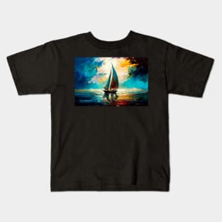 Sailboat at sunset Kids T-Shirt